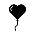 Valentine Love Heart Balloon Solid Icon Black Royalty Free Stock Photo