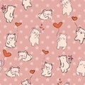 Valentine Love Heart Bear Balloon Flower Petals Star Seamless Pattern Royalty Free Stock Photo