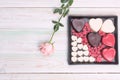 Valentine love heart gift box chocolate rose wood Royalty Free Stock Photo