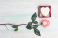 Valentine love heart gift chocolate box rose wood Royalty Free Stock Photo
