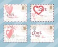 Valentine LOVE postcard card design Vector Template Cute set