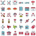 Valentine and love related filled outline icon set Royalty Free Stock Photo