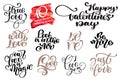 Valentine Love Romantic lettering set. Calligraphy postcard or poster design typography element. Hand written vector Royalty Free Stock Photo