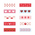 Valentine love tape washi sticker strips for text decoration. Set of colorful patterned washi tape. Vector illustration Royalty Free Stock Photo