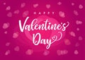 Happy Valentines Day elegant calligraphy pink banner.