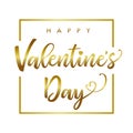 Happy Valentines Day gold calligraphy banner