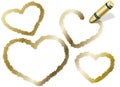 Crayon Heart-Shaped Frames Set Isolated On A White Background.