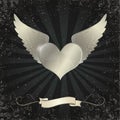Valentine metal heart with wing