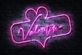 Valentine Neon Sign on a dark wall