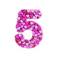 Valentine number 5 - 3d heart digit - Suitable for Valentine`s day, romantism or passion related subjects Royalty Free Stock Photo