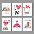 Valentine owls in love cards