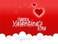 Valentine paper art concept elements such as love text silver lettering on white background, symbols of love for happy women, mot