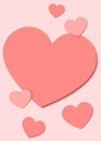 Valentine paper hearts background