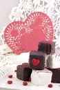 Valentine Petit Fours with Red Heart Royalty Free Stock Photo