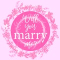 Valentine pink background with star lights and the inscription You will marry me