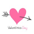 Valentine pink heart pierced arrow Royalty Free Stock Photo