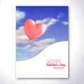 Valentine pink heart-shaped balloon in blue sky