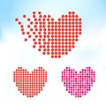 Valentine pixel heart on sky backdrop