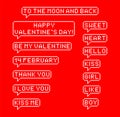 Valentine pixel words. Quote marks collection.