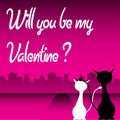 Valentine postcard with cats Royalty Free Stock Photo