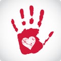 Valentine postcard with handprints and heart