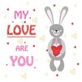 Valentine rabbit ,Bunny with box of chocolates heart