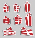 Valentine red gift box sticker set Royalty Free Stock Photo