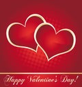 Valentine red and golden hearts card