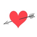 Valentine red heart pierced arrow Royalty Free Stock Photo