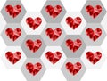 Valentine red heart polygon design