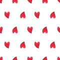 Valentine Red heart shape watercolor paintng in seamless pattern with clipping path on white background Royalty Free Stock Photo