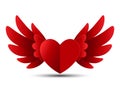 Valentine Red Heart with Wings, Vector Illustration Royalty Free Stock Photo