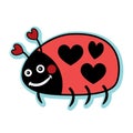 Valentine red love lady bug with heart polka dots Royalty Free Stock Photo