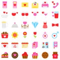 Valentine related vector icon set, flat style