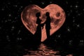 Valentine romantic atmosphere with heart shaped moon Royalty Free Stock Photo