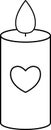 Valentine romantic candle outline vector. valentine\'s day coloring drawing. Royalty Free Stock Photo