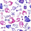 Valentine romantic pattern on white Royalty Free Stock Photo