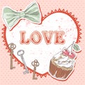 Valentine romantic retro card Royalty Free Stock Photo