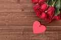 Valentine roses with gift tag, copy space Royalty Free Stock Photo