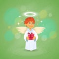 Valentine's Angel Cupid Holding Present Saint Valentine Holiday