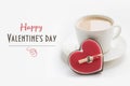 Valentine`s card. Cup of coffee with love note. Love concept Royalty Free Stock Photo