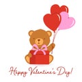 Valentine\`s card with cute bear. Vector cartoon illustration Royalty Free Stock Photo