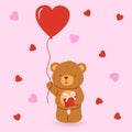 Valentine\`s card with cute bear. Vector cartoon illustration Royalty Free Stock Photo