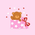 Valentine\`s card with cute bear. Vector cartoon illustration Royalty Free Stock Photo