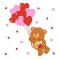Valentine`s card with cute bear. Vector cartoon illustration Royalty Free Stock Photo