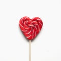 Valentine`s card. Lollipops candy as heart on white. Funny concept