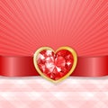 Valentine`s card with red diamond heart