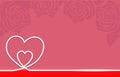 Valentine's Card, Red Heart with gold ribbon on red background Royalty Free Stock Photo