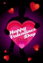 A Valentine`s card from an secret admirer. Happy Valentines Day, poster with fervent hearts Royalty Free Stock Photo