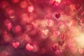 Valentine's celebration with abstract background and glowing hearts in red and pink bokeh Royalty Free Stock Photo